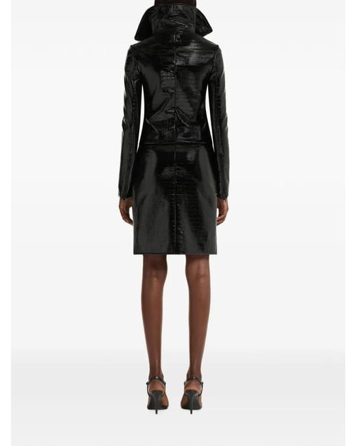 Courreges Black Croc-Embossed High-Neck Jacket