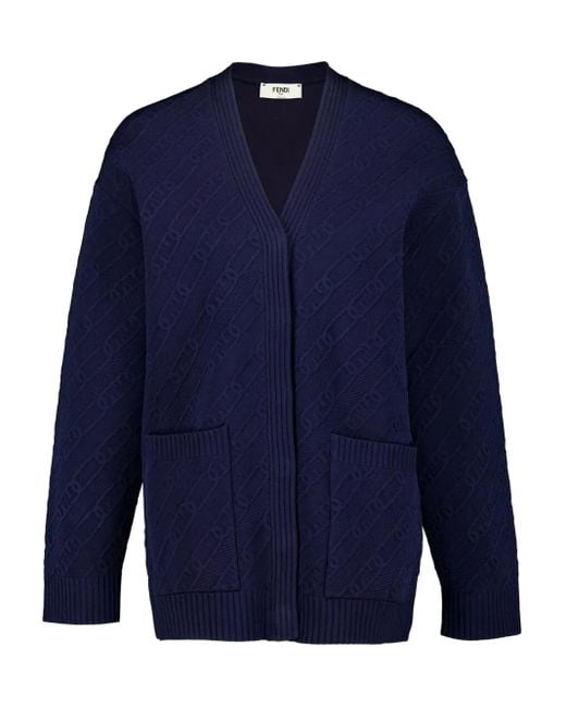 Fendi O Lock Chain Cardigan Blue