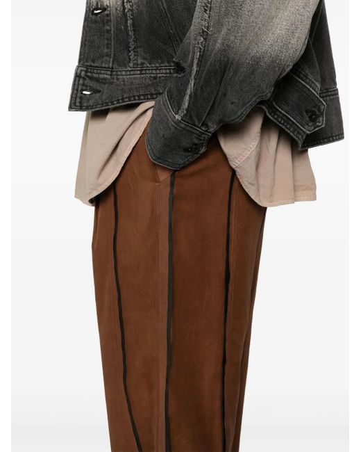 Pantalones de seda Feng Chen Wang de hombre de color Brown