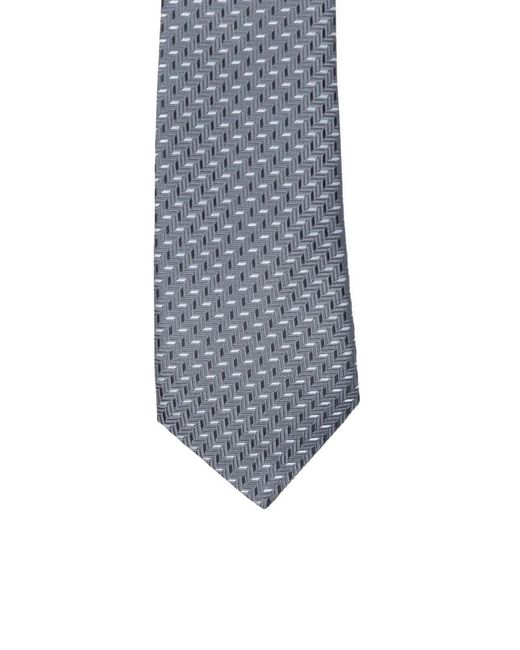 Canali White Geometric-Pattern Tie for men