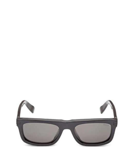 Zegna Gray Rectangle-Frame Sunglasses