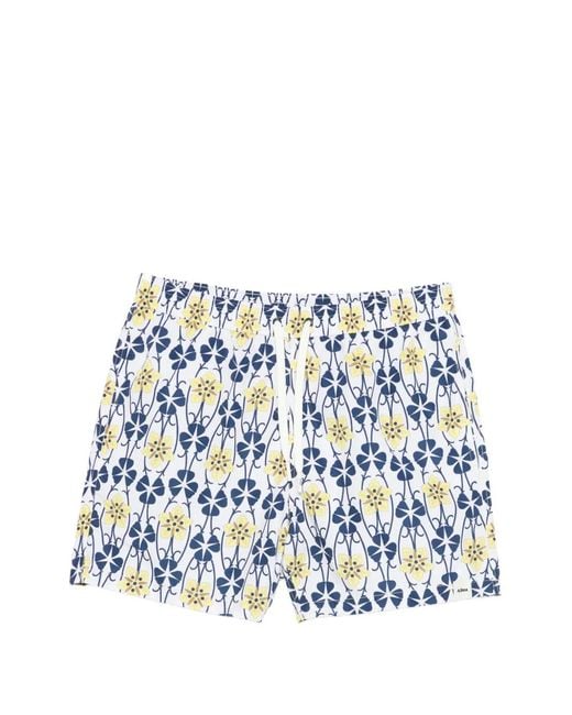 Altea White Floral-Print Swim Shorts for men