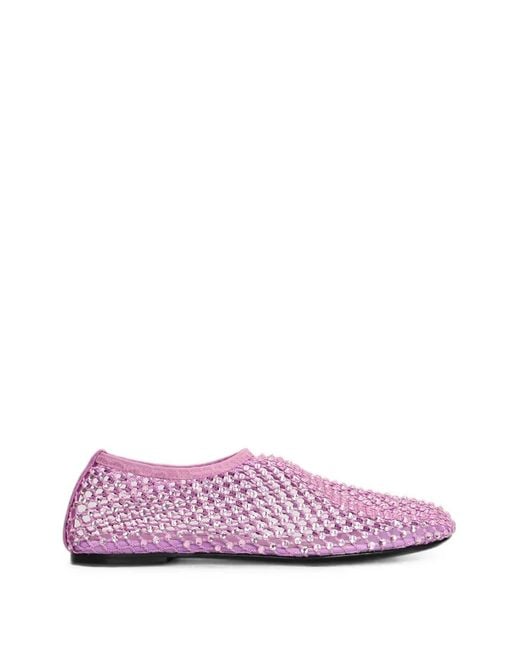 strategia shoes Pink Crystal-Embellished Mesh Ballet Flats