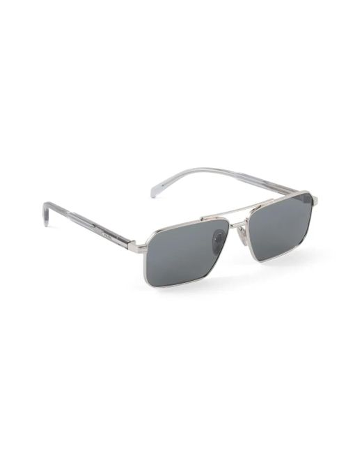 Prada Gray Double Bridge Rectangle-Frame Sunglasses for men