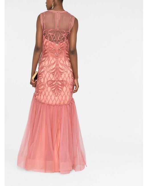 Alberta Ferretti Pink Crystal-Embellished Dress