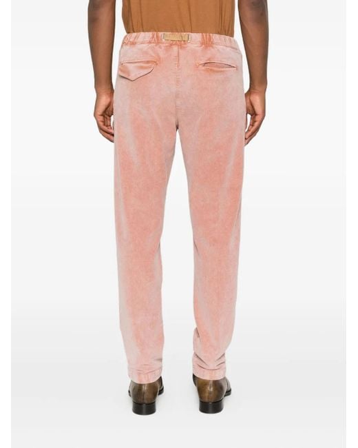 White Sand Red Washed-Out Corduroy Drawstring Trousers for men