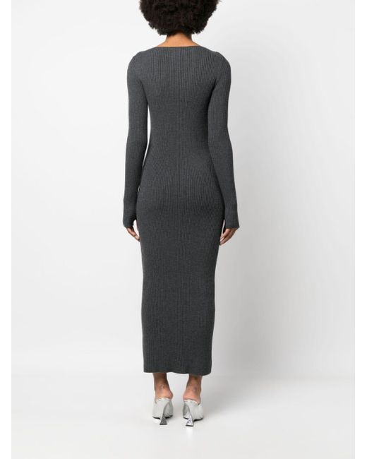 Patou Black Long-sleeve Knitted Dress