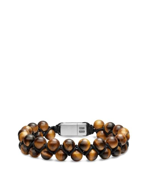 David Yurman White Spiritual Beads Two Row Woven Bracelet for men