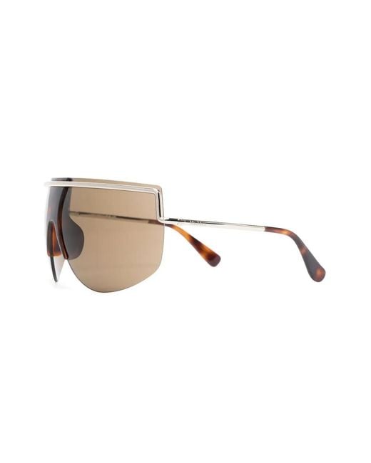 Max Mara Eyewear Natural Tortoiseshell-Effect Shield-Frame Sunglasses