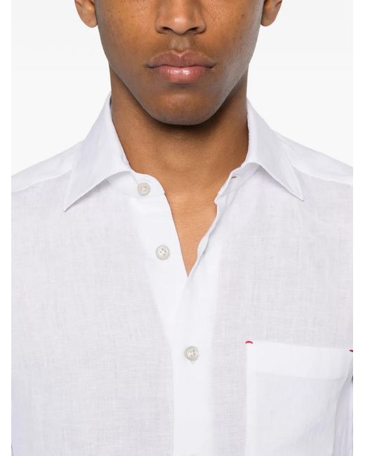 Kiton White Chest-Pocket Shirt for men