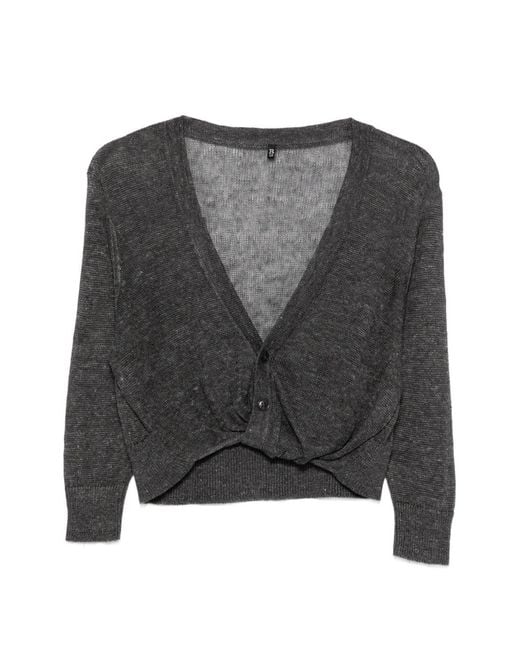 R13 Gray Twisted-Front Knit Cardigan