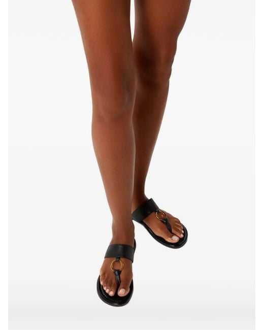 Odissi Black Olivia Ring-Detail Sandals