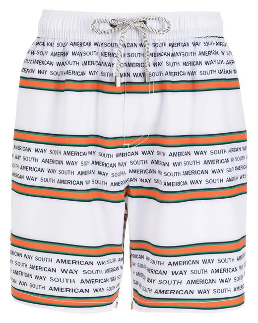 Amir Slama White Striped Drawstring Swim Shorts for men