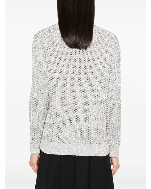 Fabiana Filippi Gray Contrasting-Trim Open-Knit Cardigan