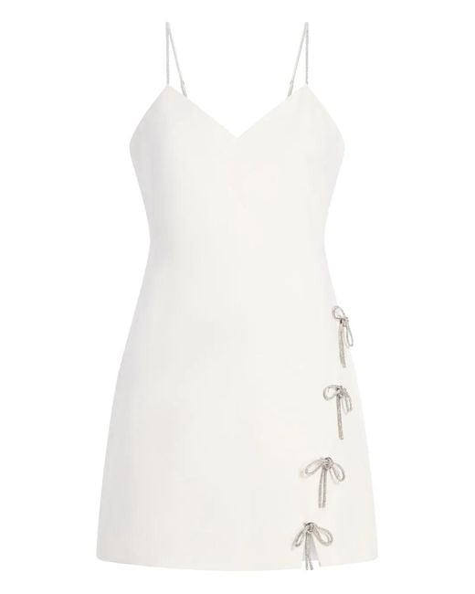 Cinq À Sept White Corded Rhinestone Bow Rella Dress