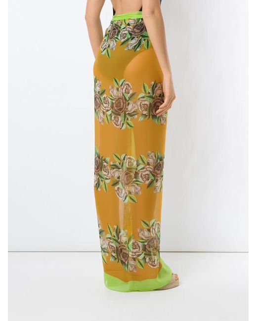 Amir Slama Yellow Rose-Print Long Sarong
