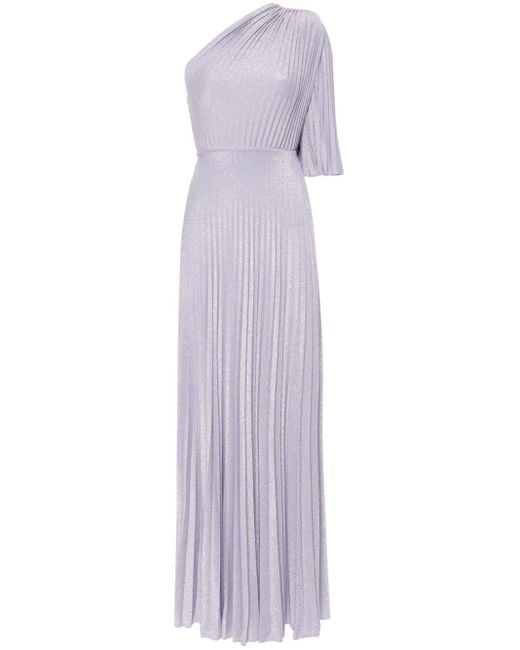 Elisabetta Franchi Purple One-shoulder Lurex Dress