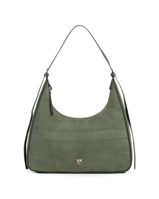 Pinko Green Logo Charm Shoulder Bag