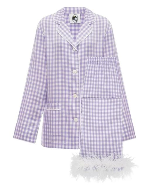 Sleeper Pyjama Met Gingham Ruit in het Purple