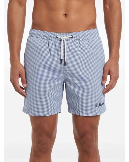 Mc2 Saint Barth Blue Paimos Check Drawstring Swim Shorts for men