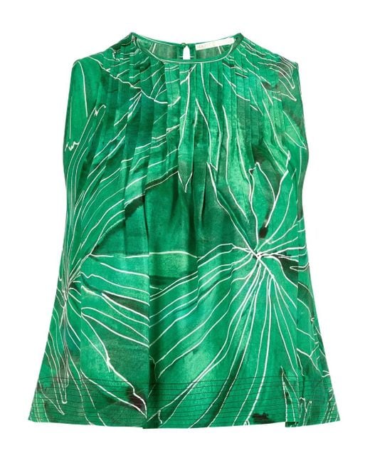 Marie Oliver Letta リーフプリント トップ Green