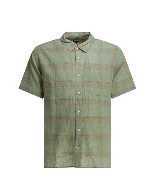 Patagonia Green A/C Check-Pattern Seersucker Shirt for men