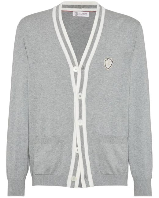 Brunello Cucinelli Gray Cotton Cardigan for men