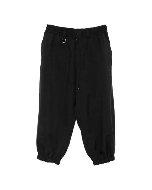Y-3 Black Drawstring Elasticated-Cuffs Trousers for men
