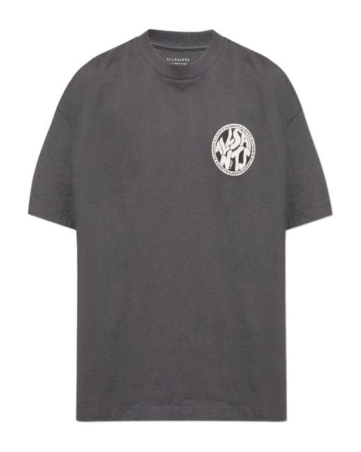 AllSaints Gray Logo-Print T-Shirt for men