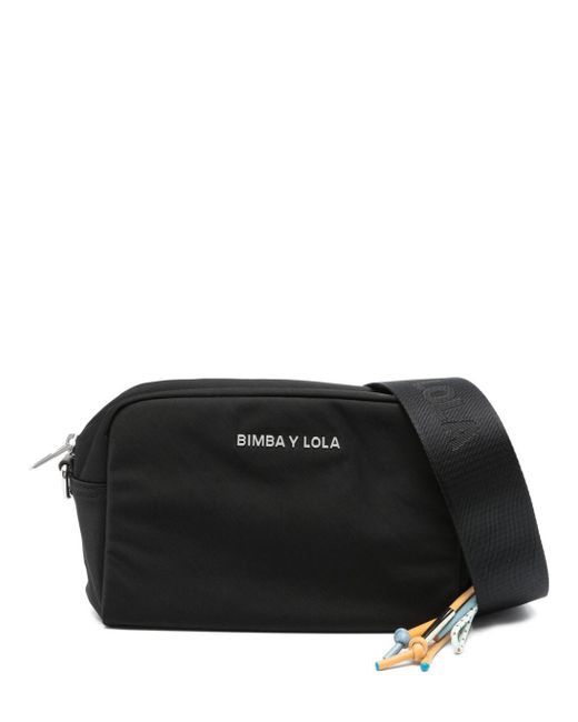 Bimba Y Lola Black Small Logo-lettering Crossbody Bag