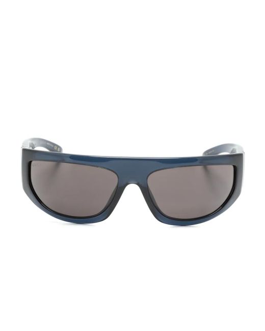Gucci Gray Shield-Sonnenbrille Mit Logo-Schild