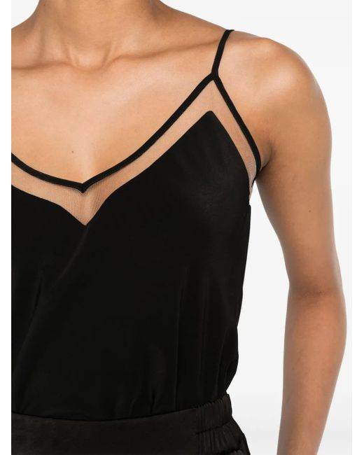 Nissa Black Mesh-Panel Tank Top