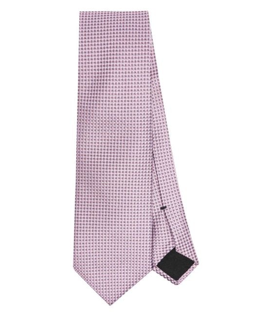 Boss Pink Check-pattern Silk Tie for men