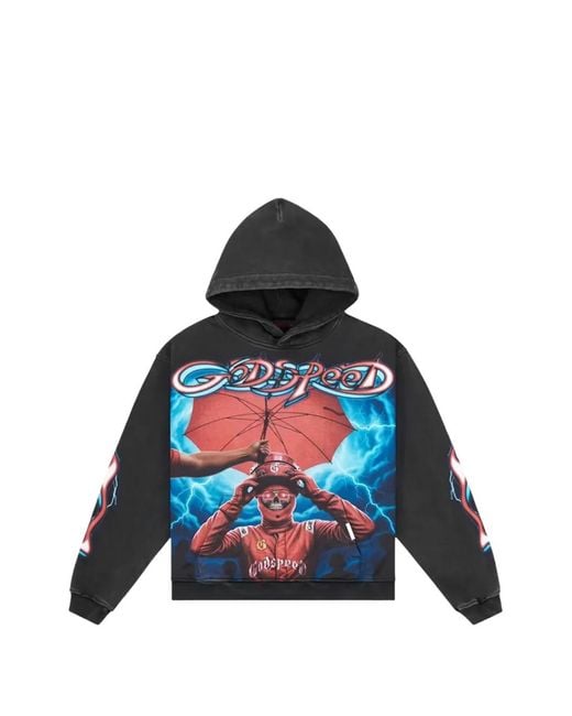 Godspeed Blue Supreme Reign Graphic-Print Hoodie for men