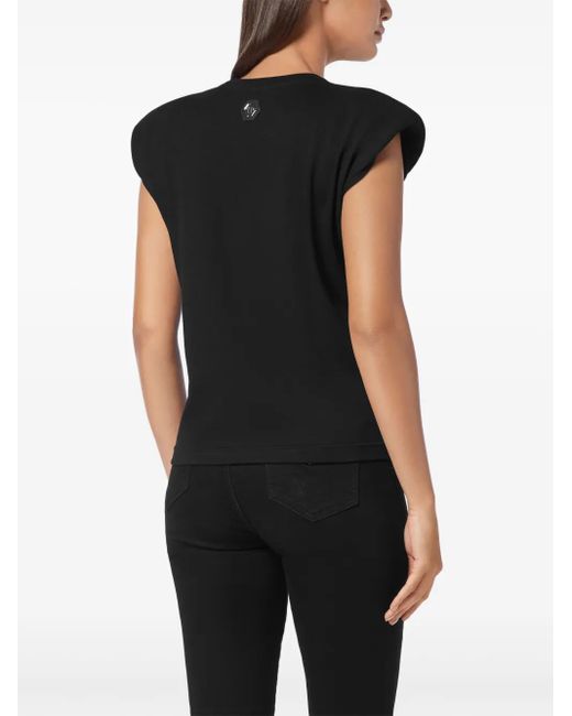 Philipp Plein Black Gothic-Print Tank Top