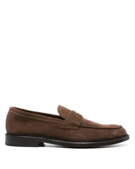 Doucal's Brown Penny-slot Suede Loafers for men