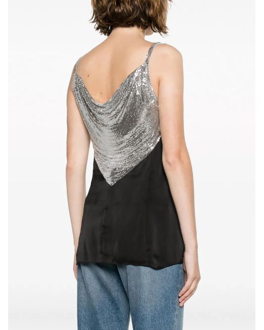 Rabanne Gray Chainmail-Panelled Cowl-Neck Vest