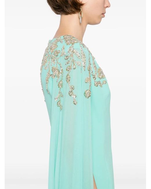 Saiid Kobeisy Green Embellished-Crepe Kaftan Dress