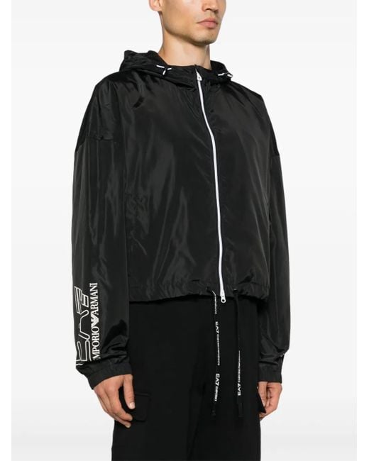 EA7 Black Logo-Print Jacket