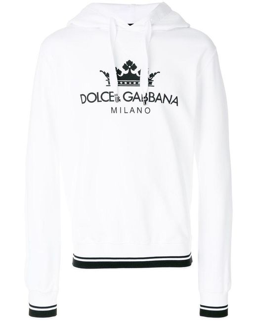 Dolce & Gabbana Logo Print Hoodie in White for Men | Lyst