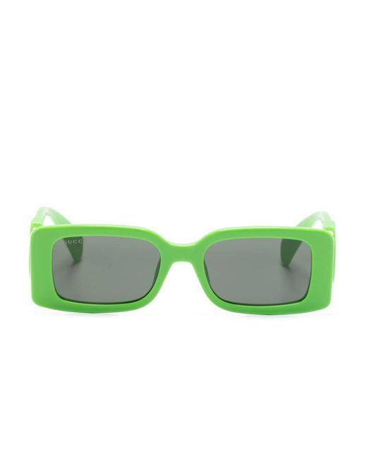 Gucci Green Chaise Lounge Rectangle-Frame Sunglasses