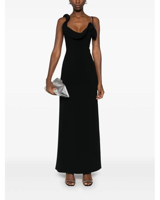 Magda Butrym Black Floral-Appliqué Maxi Dress