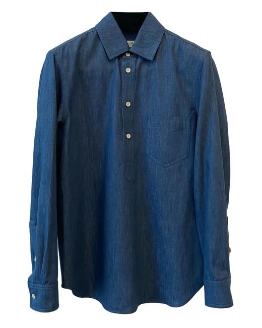 Loro Piana Blue Evie Button-Down Pocket Shirt for men