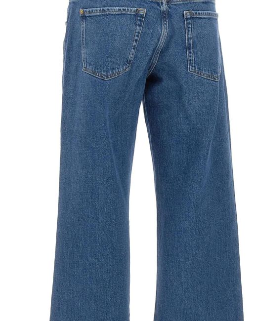 7 For All Mankind Blue Five-Pocket Straight-Leg Jeans