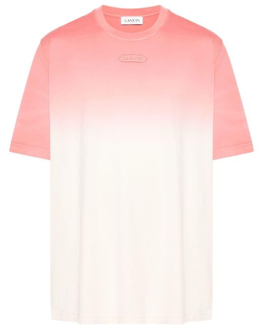 Lanvin Pink Logo-embroidered Ombré T-shirt for men