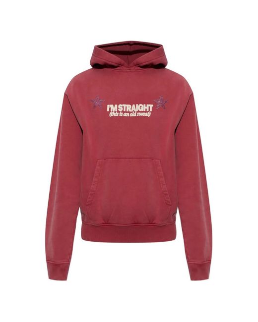 Carne Bollente Red Crystal-Embellished Graphic Hoodie