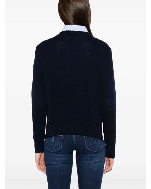 Polo Ralph Lauren Blue Polo-Pony-Motif Sweater