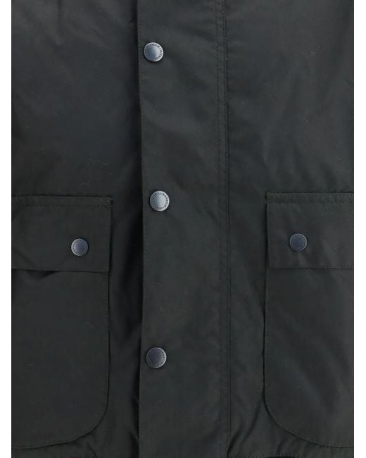Barbour Black Traction Waxed Button-Fastening Flap-Pocket Jacket for men
