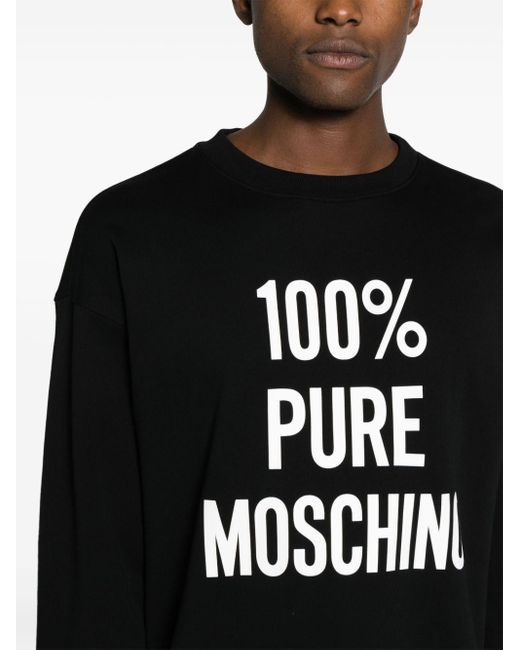 Sweat en coton à slogan imprimé Moschino pour homme en coloris Black
