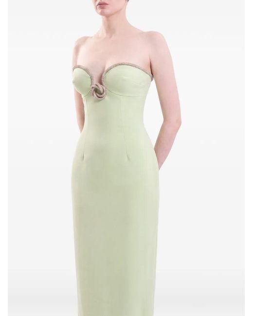 Saiid Kobeisy Green Crystal-Embellished Strapless Midi Dress
